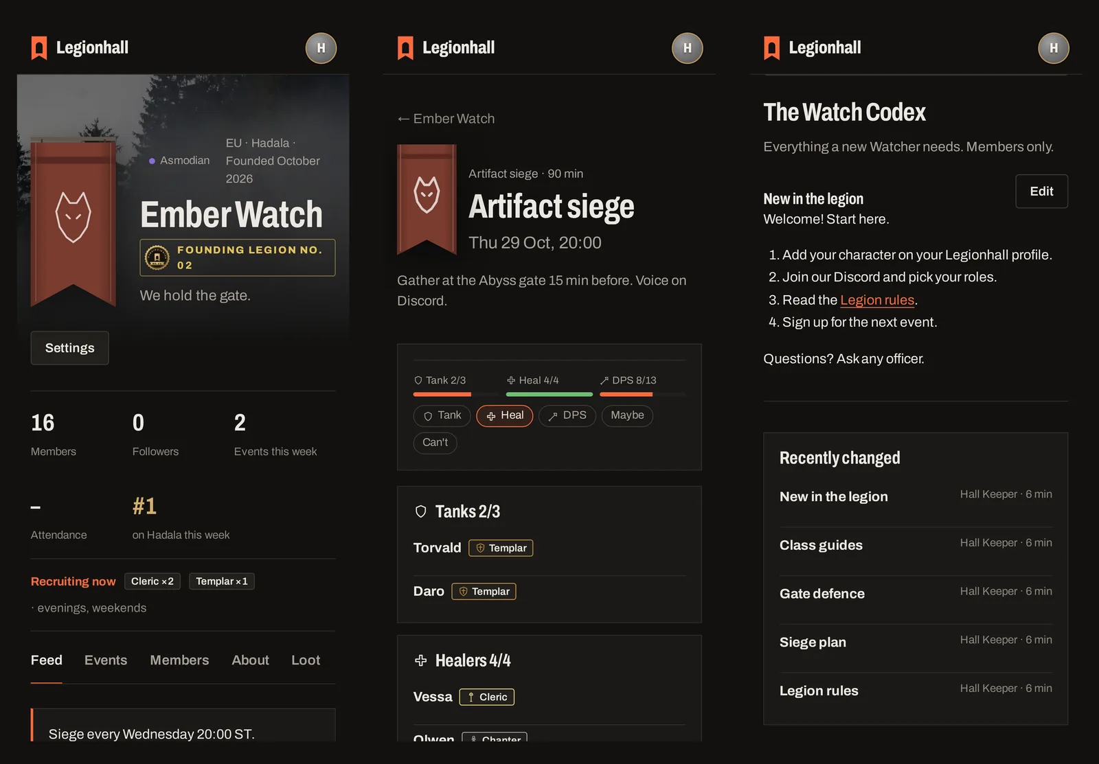 Legionhall on a phone: a legion hall, a siege night and the legion wiki